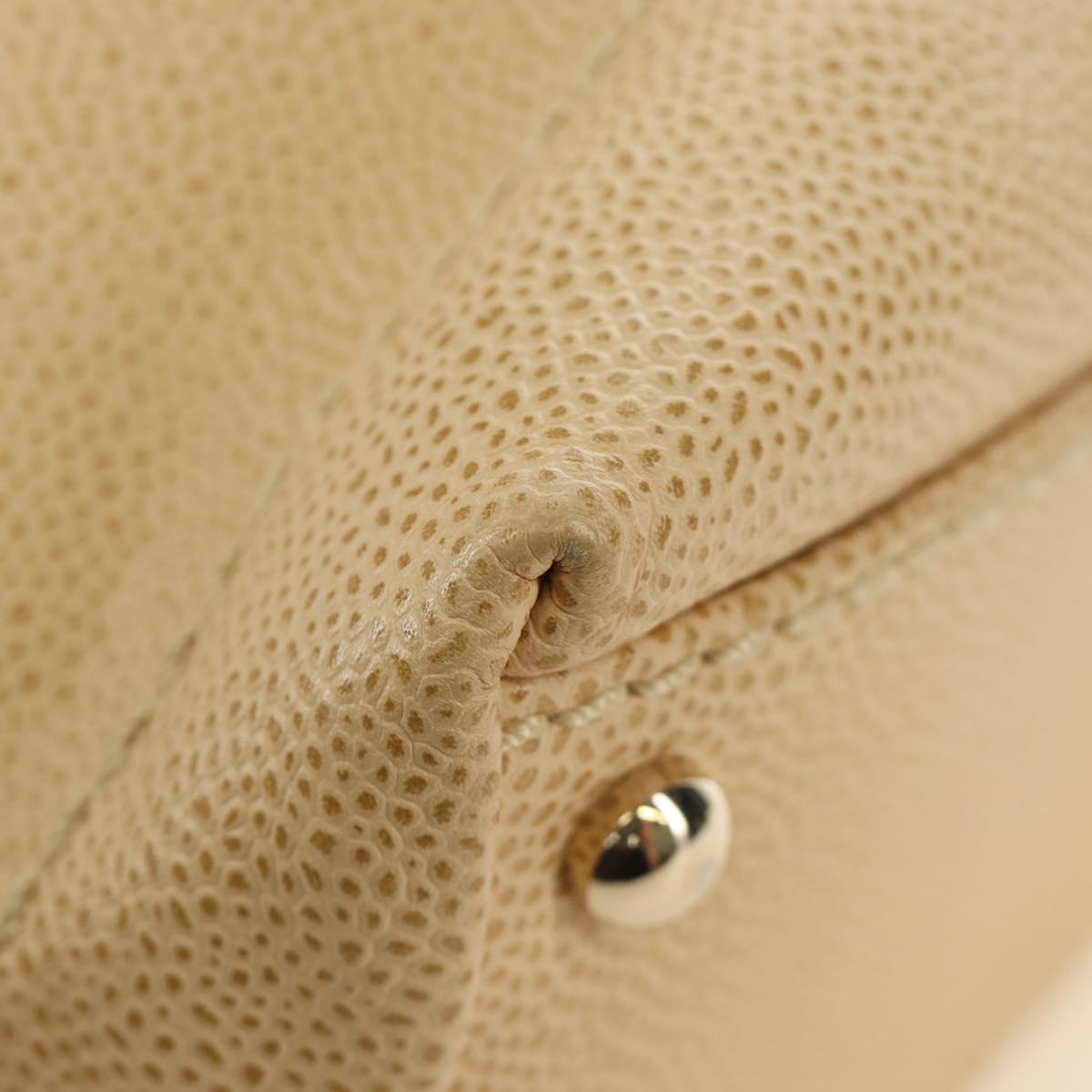 CHANEL Shoulder Bag Caviar Skin Beige Gold CC Auth 188609SAV