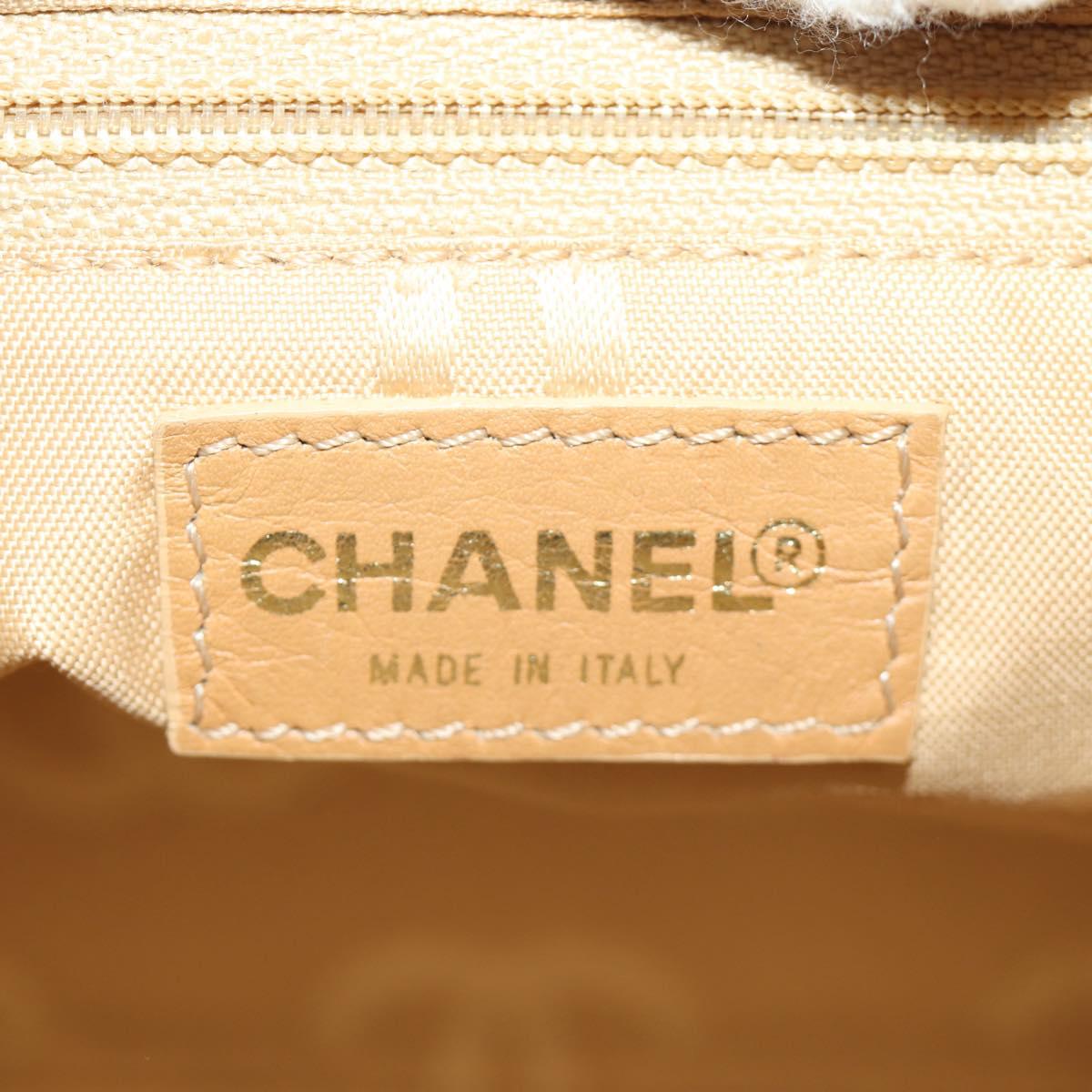 CHANEL Shoulder Bag Caviar Skin Beige Gold CC Auth 188609SAV