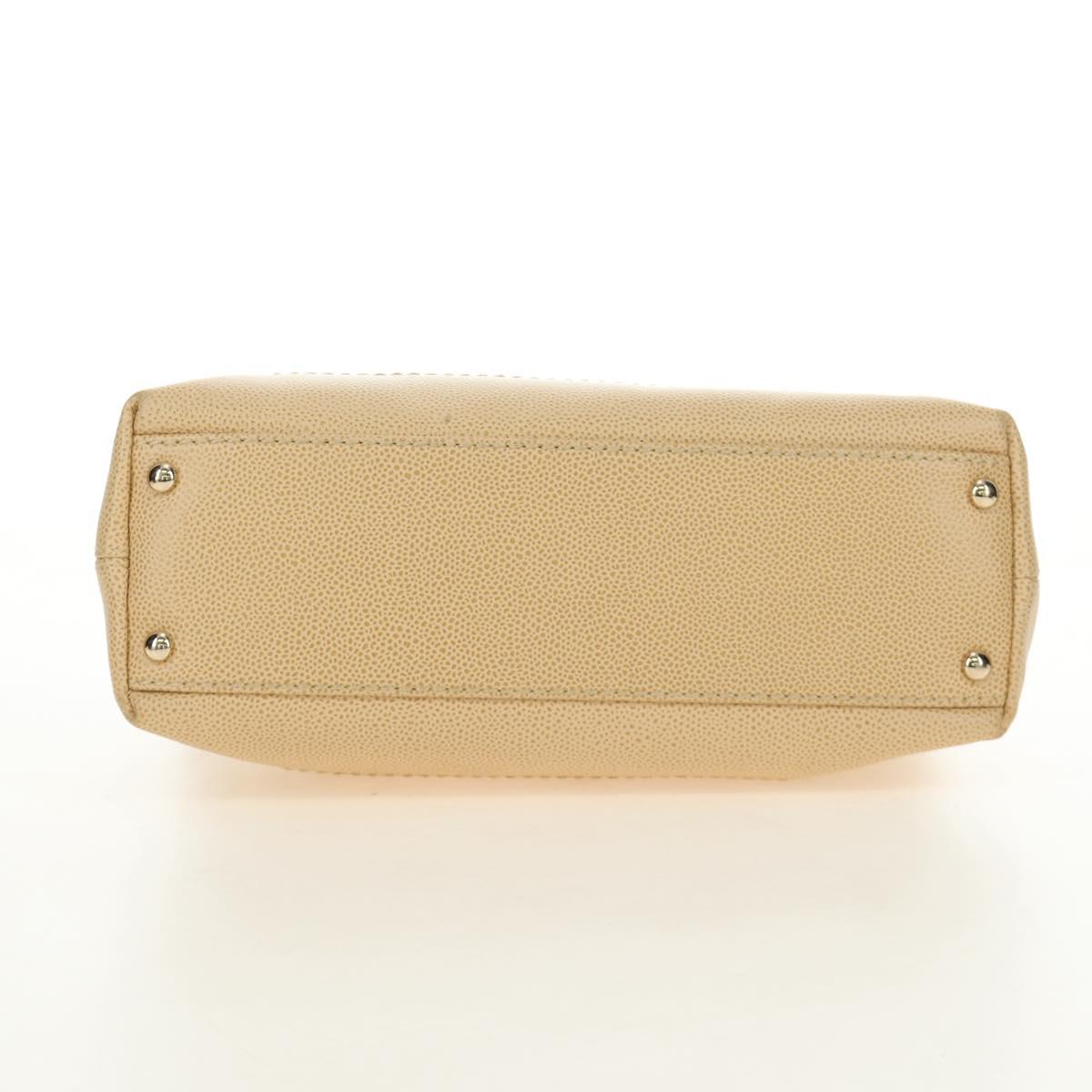 CHANEL Shoulder Bag Caviar Skin Beige Gold CC Auth 188609SAV