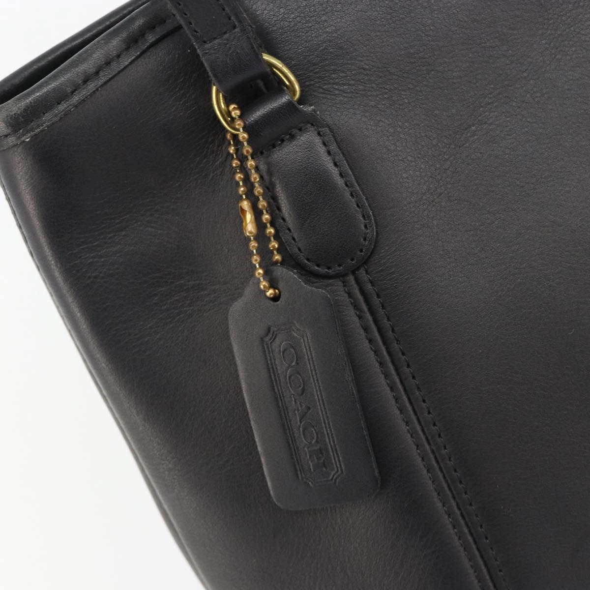 Coach Tote Bag Leather Black Gold Auth 188610A