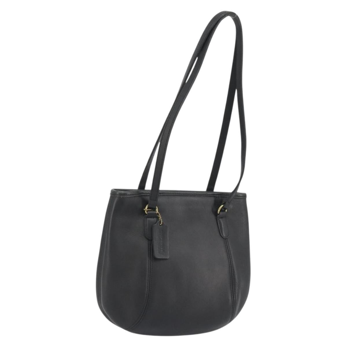 Coach Tote Bag Leather Black Gold Auth 188610A