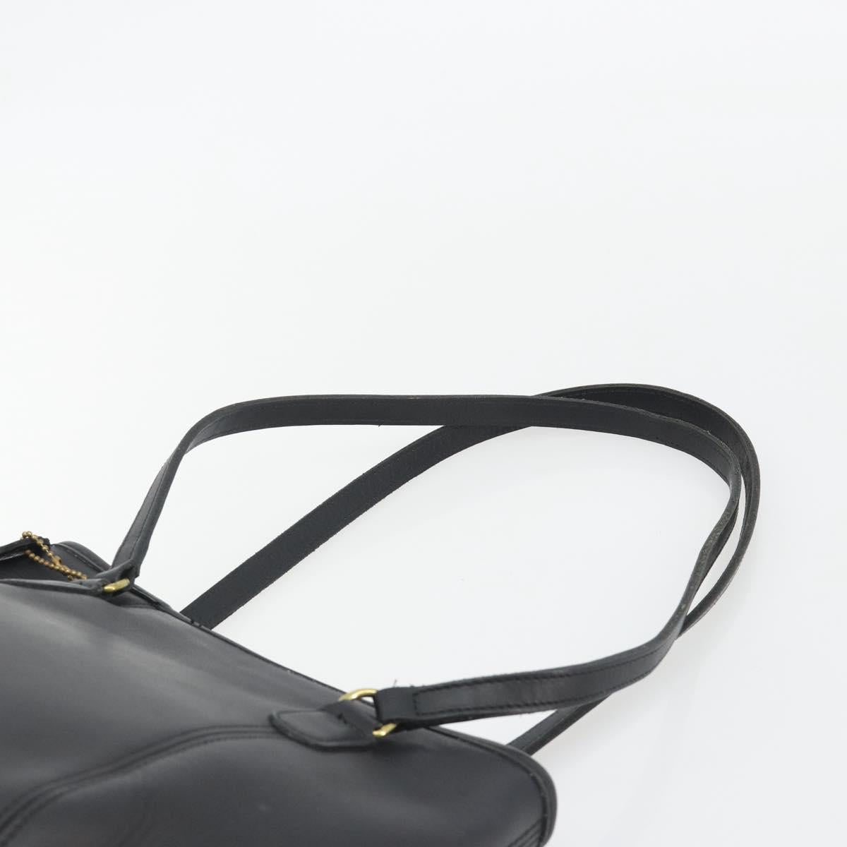 Coach Tote Bag Leather Black Gold Auth 188610A