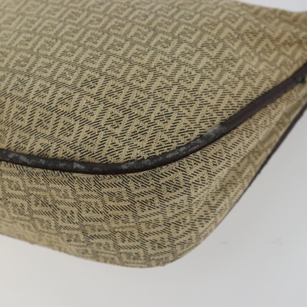 FENDI Zucchino Canvas Hand Pouch Beige Gold Auth 188611A