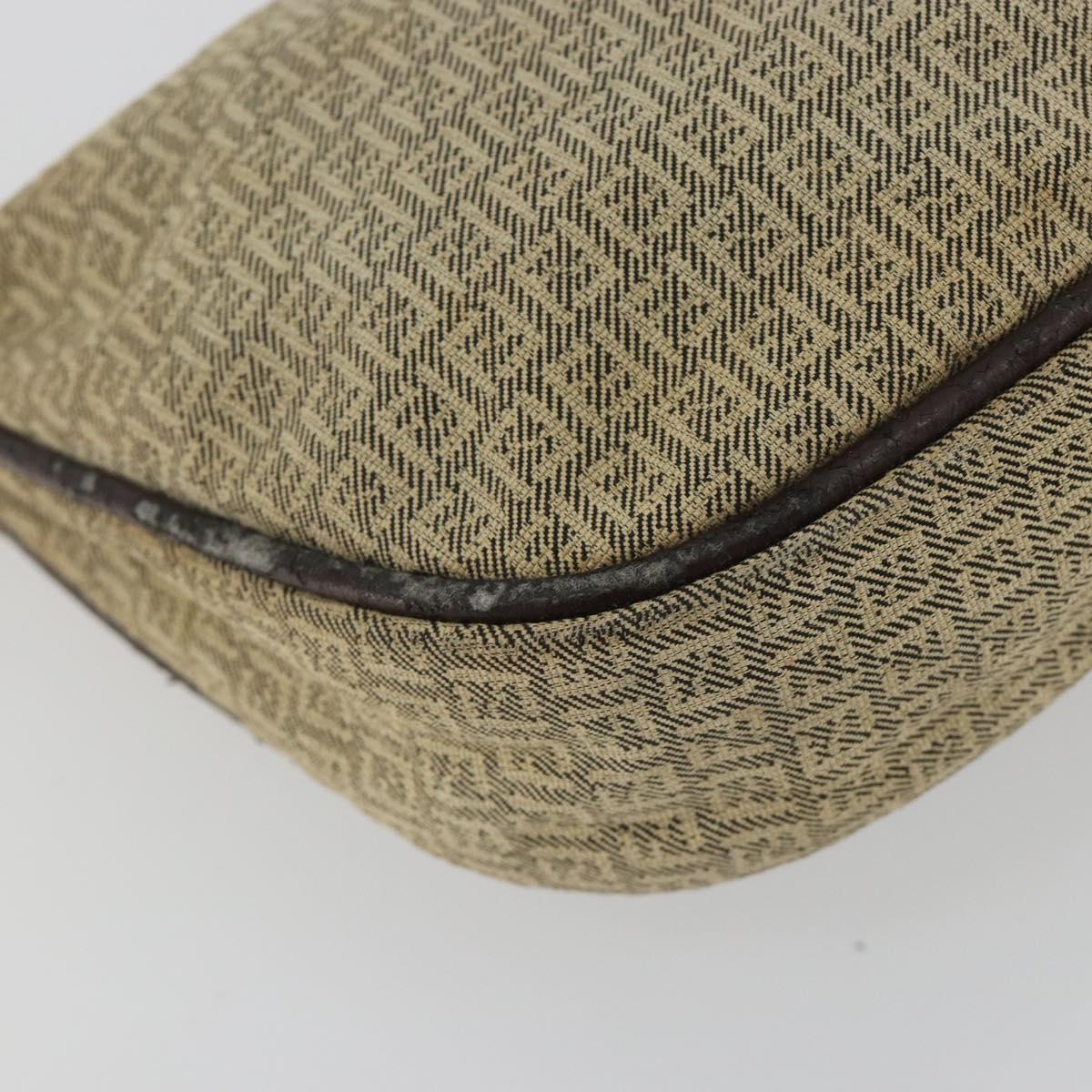 FENDI Zucchino Canvas Hand Pouch Beige Gold Auth 188611A