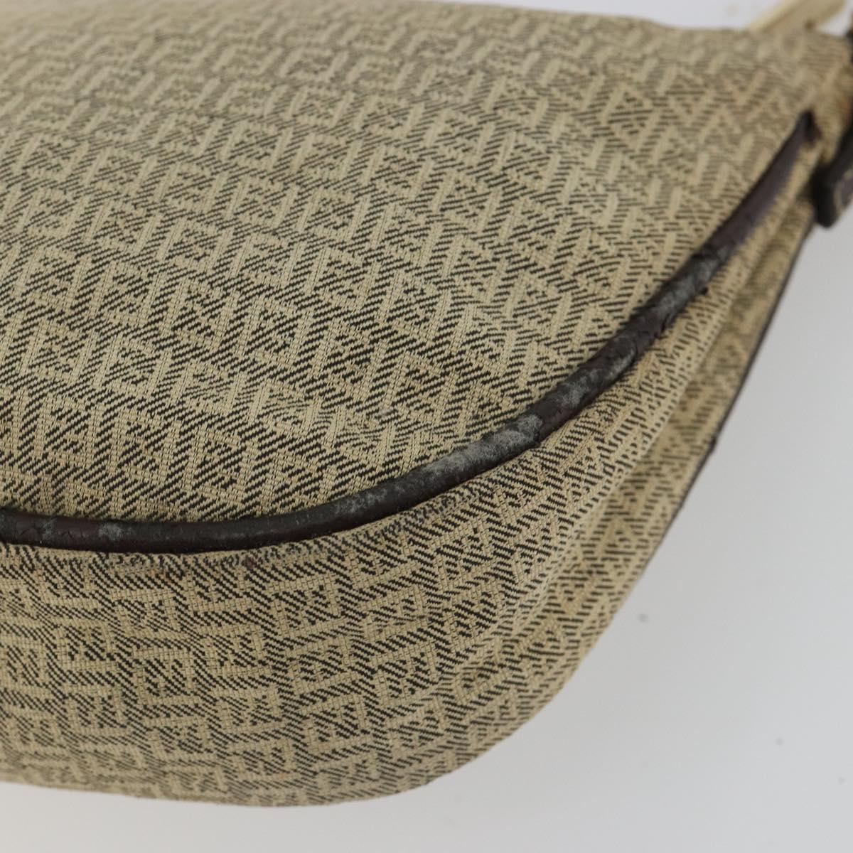 FENDI Zucchino Canvas Hand Pouch Beige Gold Auth 188611A