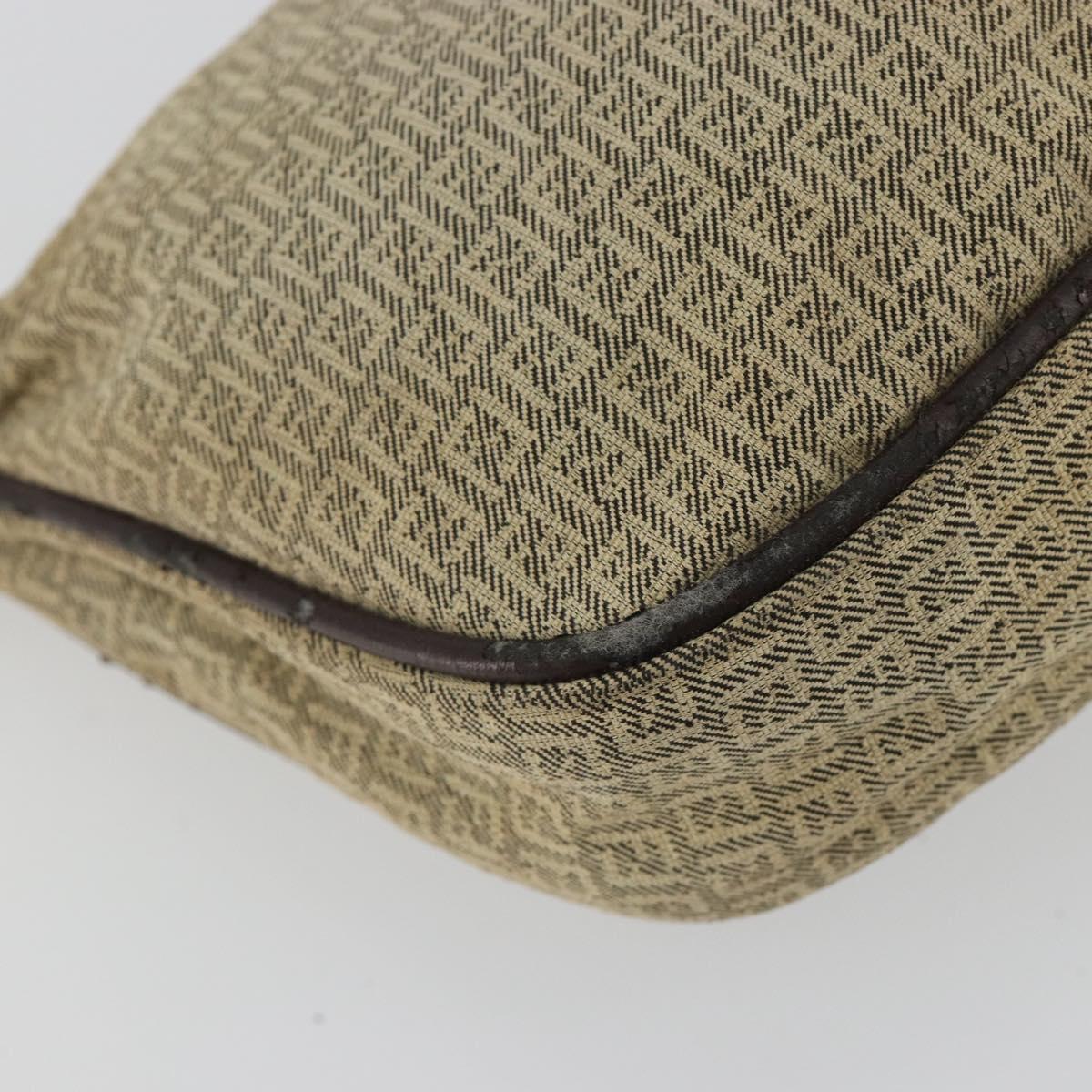 FENDI Zucchino Canvas Hand Pouch Beige Gold Auth 188611A