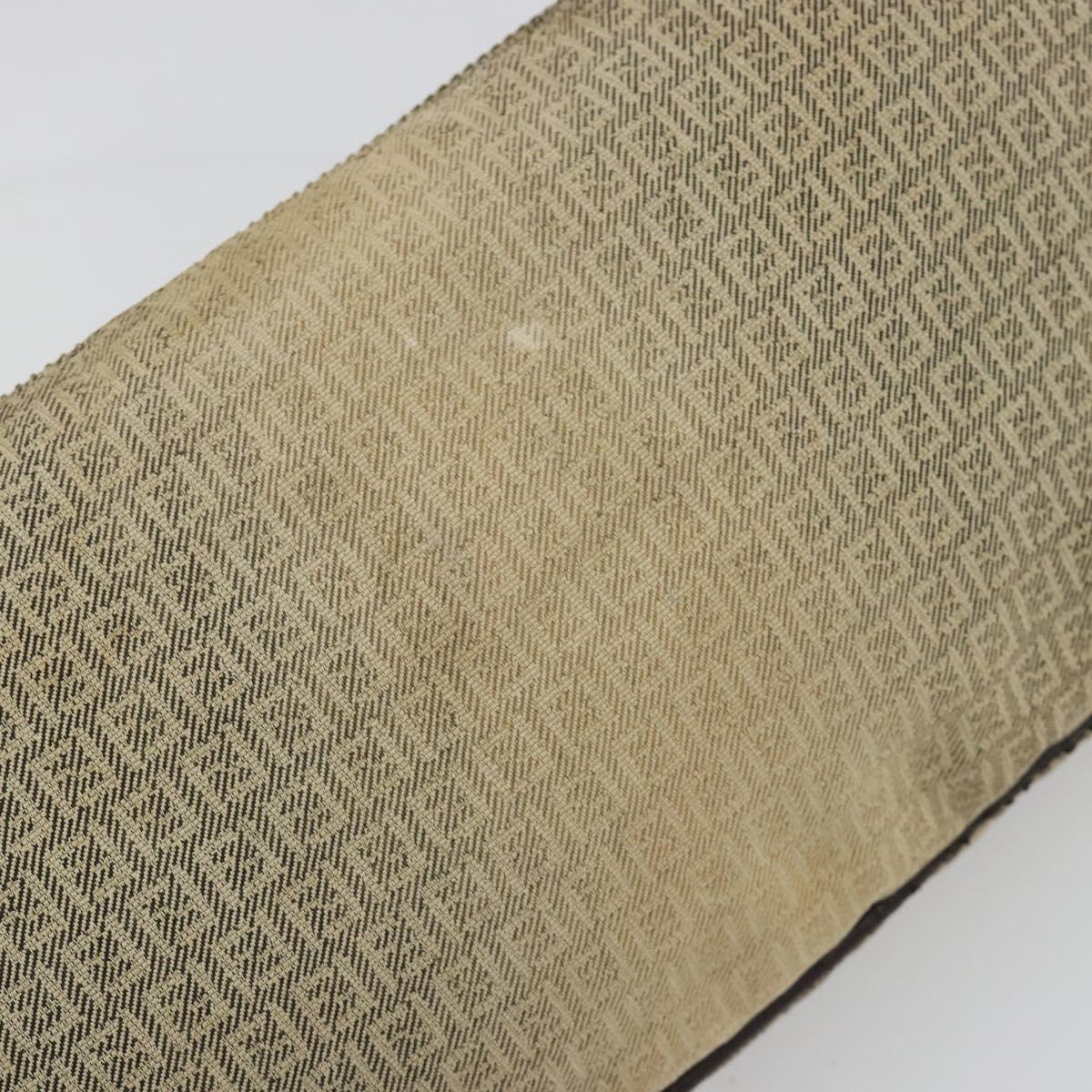 FENDI Zucchino Canvas Hand Pouch Beige Gold Auth 188611A