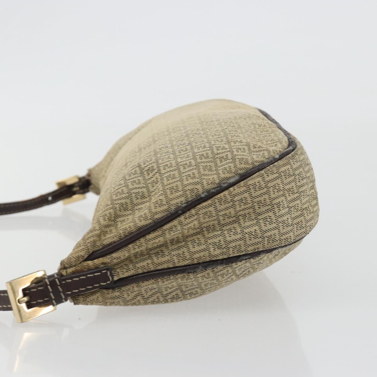 FENDI Zucchino Canvas Hand Pouch Beige Gold Auth 188611A