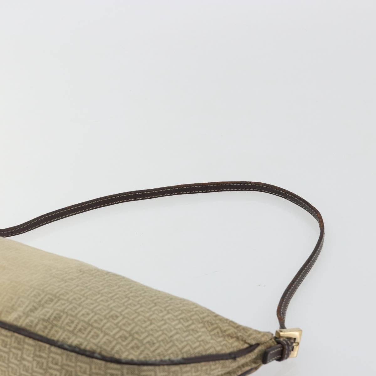 FENDI Zucchino Canvas Hand Pouch Beige Gold Auth 188611A
