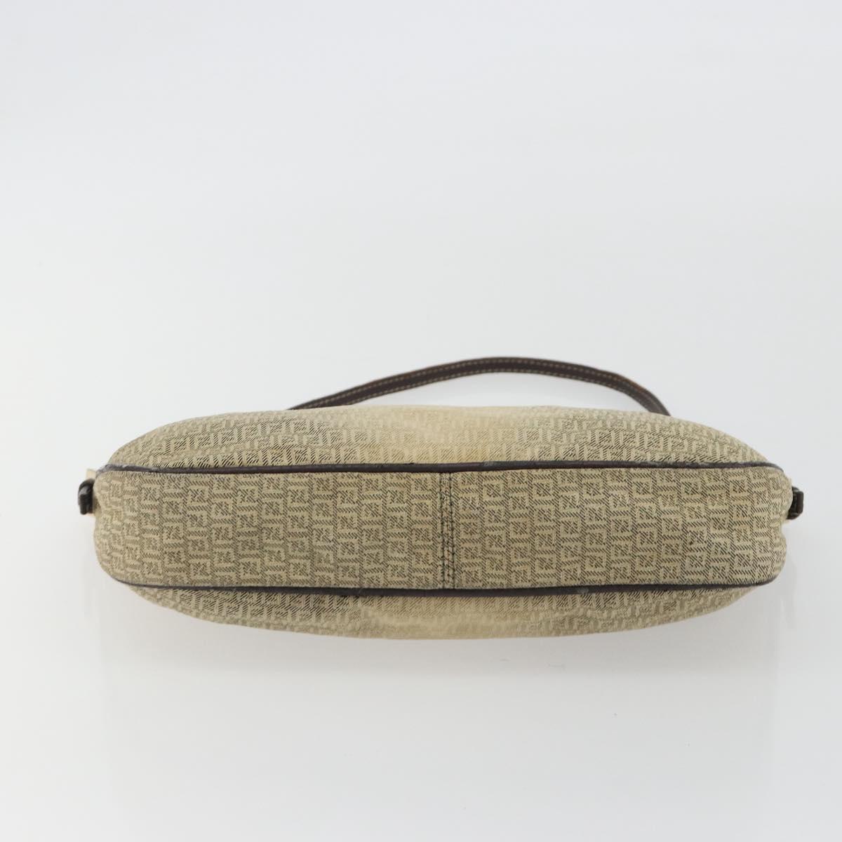 FENDI Zucchino Canvas Hand Pouch Beige Gold Auth 188611A