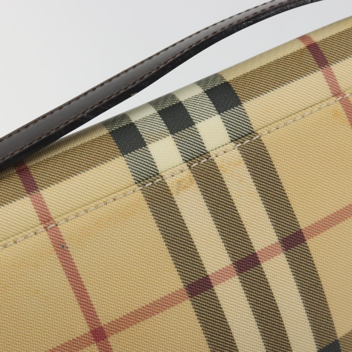 BURBERRY Nova Check Shoulder Bag PVC Beige Auth 188612A