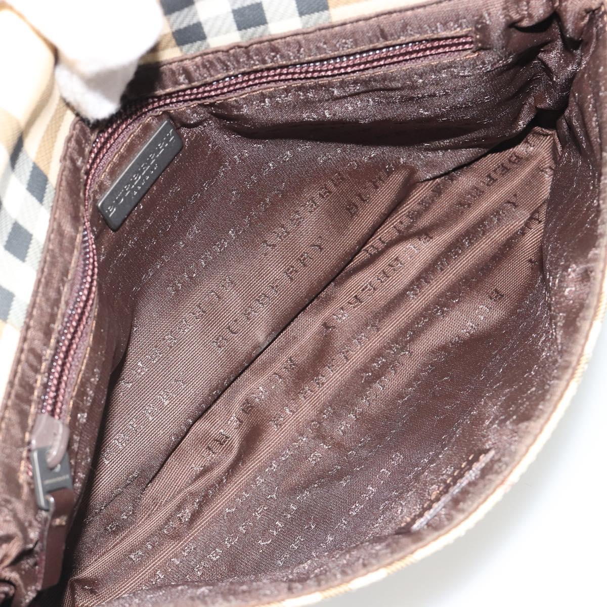 BURBERRY Nova Check Shoulder Bag PVC Beige Auth 188612A