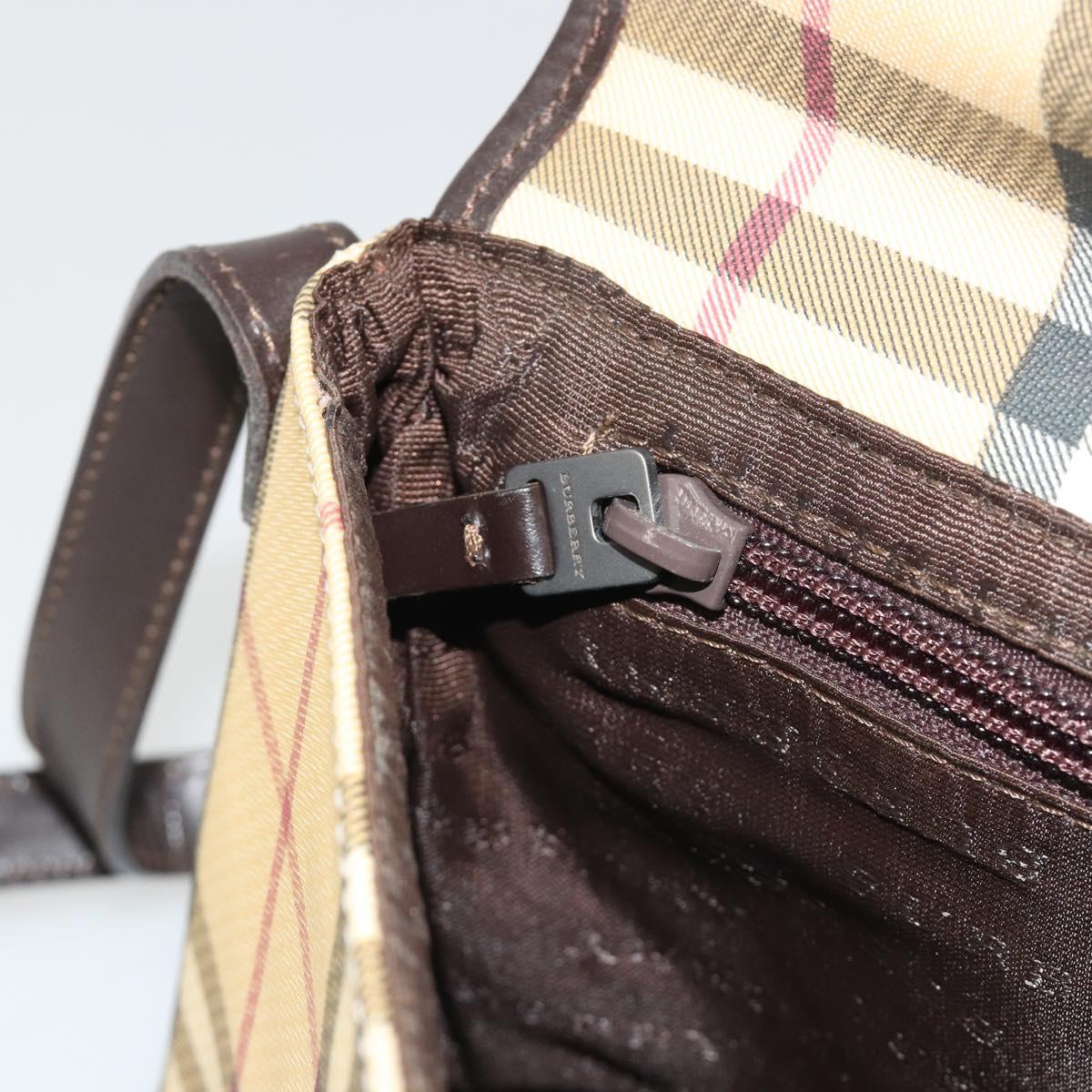 BURBERRY Nova Check Shoulder Bag PVC Beige Auth 188612A