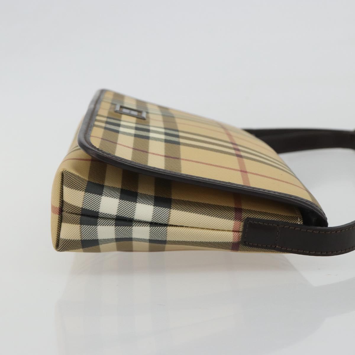 BURBERRY Nova Check Shoulder Bag PVC Beige Auth 188612A