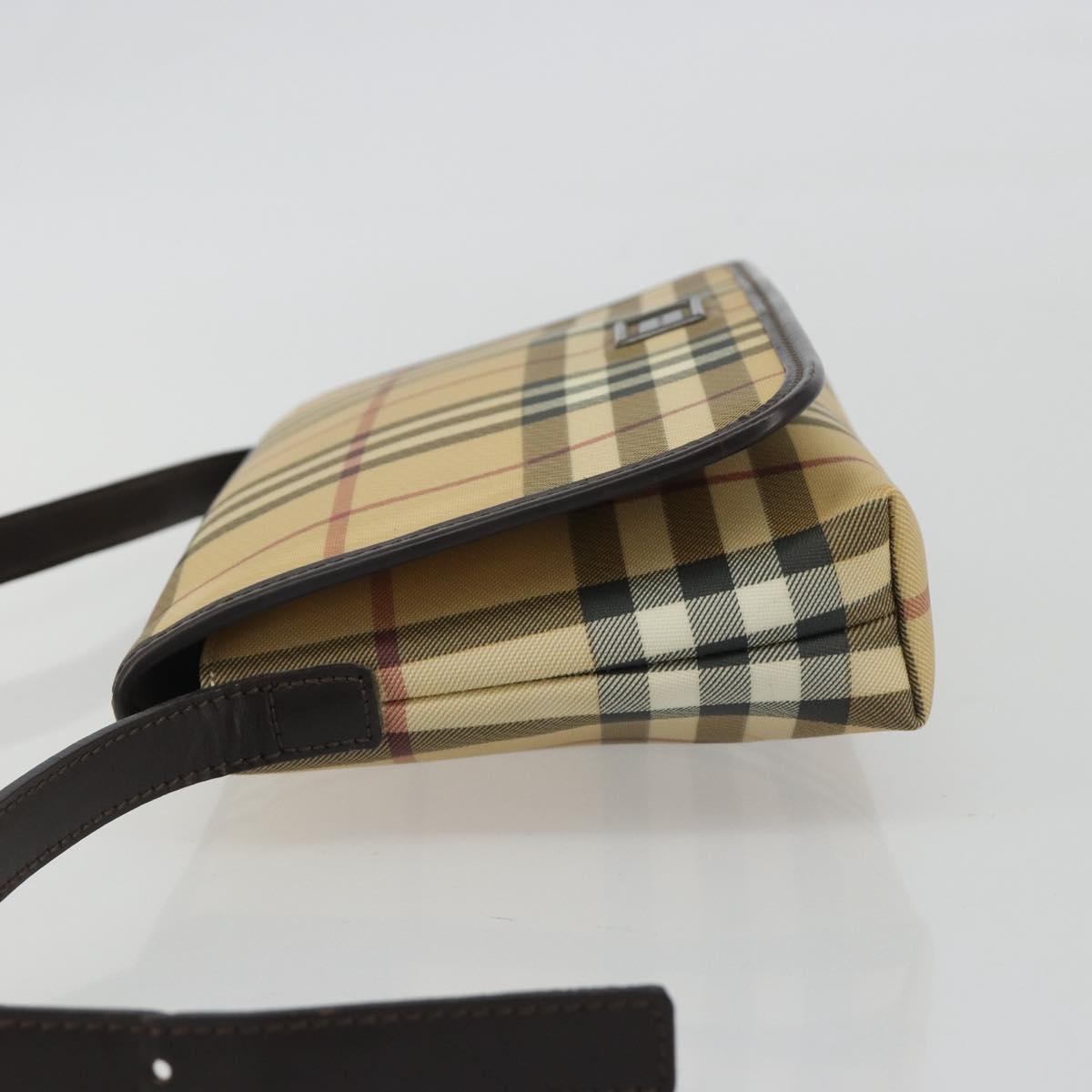 BURBERRY Nova Check Shoulder Bag PVC Beige Auth 188612A