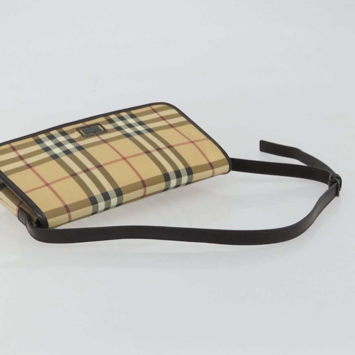 BURBERRY Nova Check Shoulder Bag PVC Beige Auth 188612A