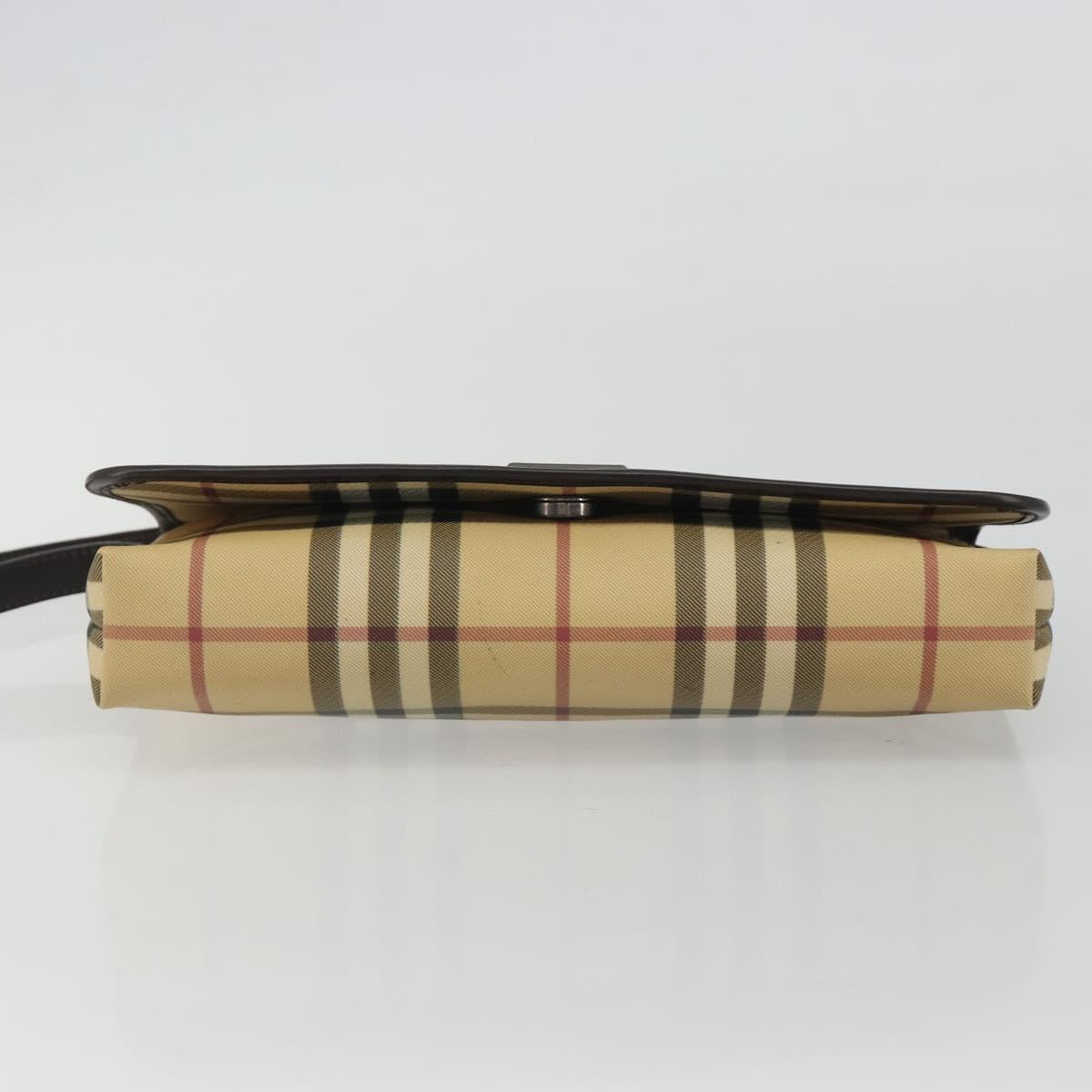 BURBERRY Nova Check Shoulder Bag PVC Beige Auth 188612A