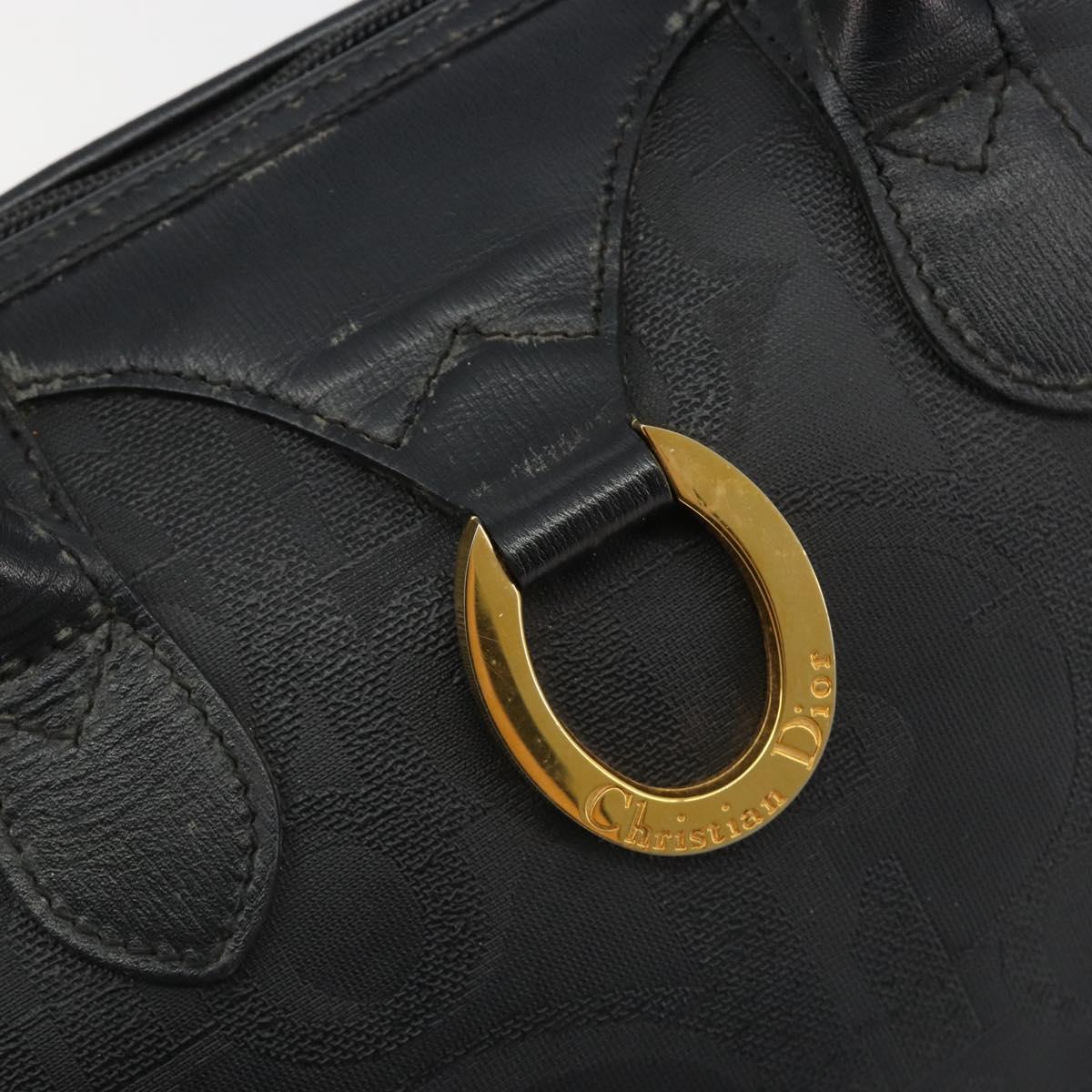 Christian Dior Trotter Canvas Hand Bag PVC Navy Gold Auth 188617