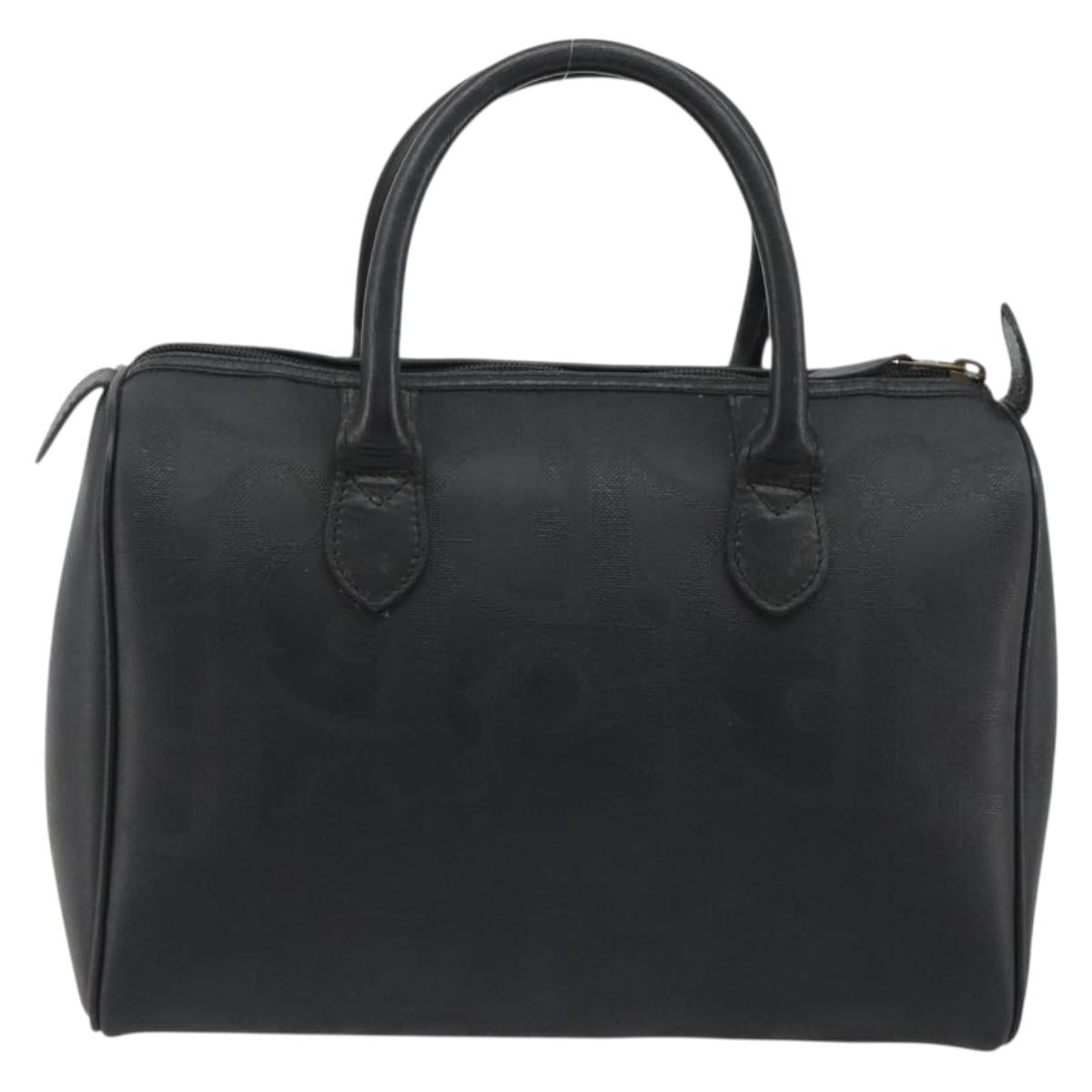Christian Dior Trotter Canvas Hand Bag PVC Navy Gold Auth 188617