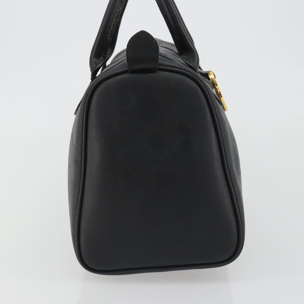 Christian Dior Trotter Canvas Hand Bag PVC Navy Gold Auth 188617