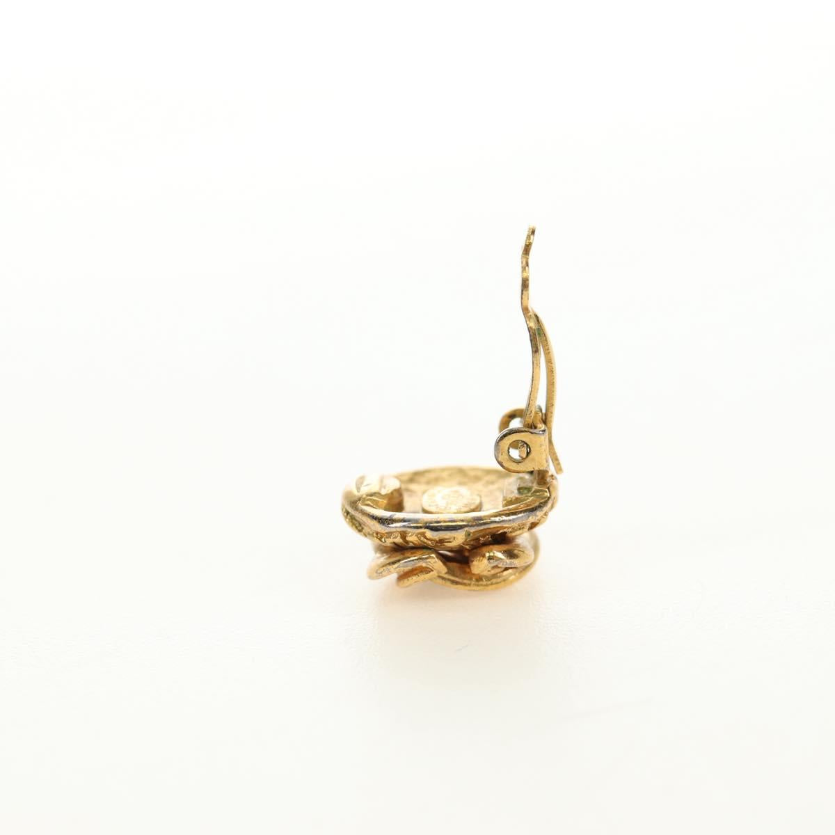 CHANEL COCO Mark Earring Metal Gold Tone CC Auth 188624M