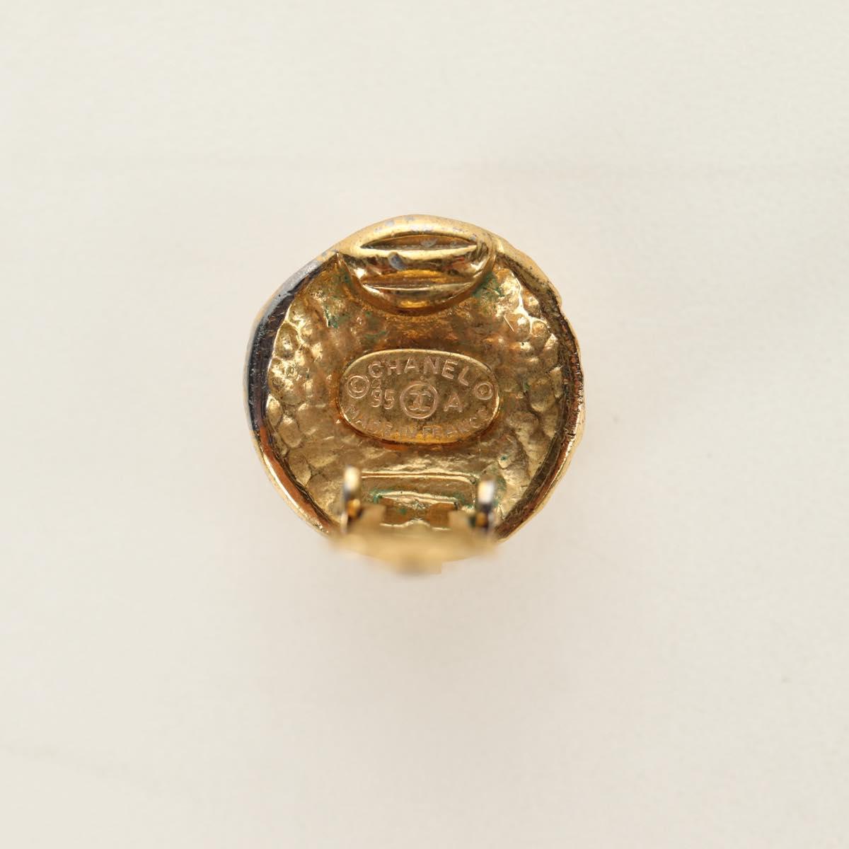 CHANEL COCO Mark Earring Metal Gold Tone CC Auth 188624M