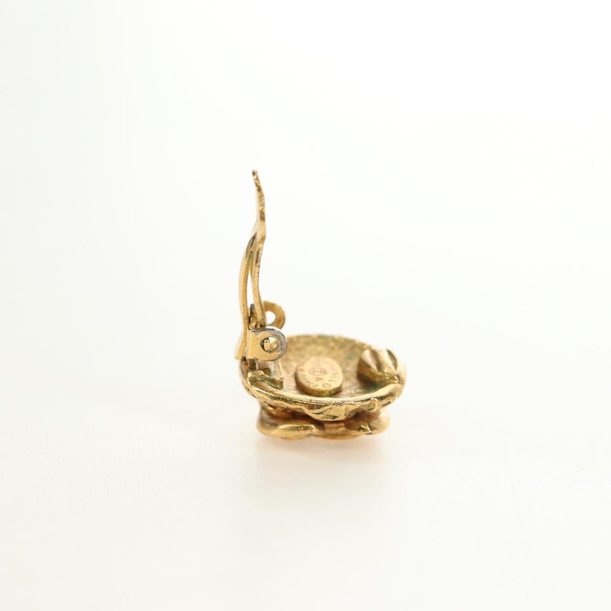 CHANEL COCO Mark Earring Metal Gold Tone CC Auth 188624M