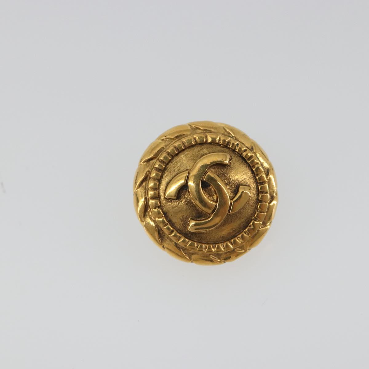 CHANEL COCO Mark Earring Metal Gold Tone CC Auth 188625M