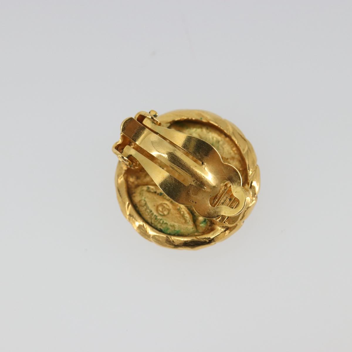CHANEL COCO Mark Earring Metal Gold Tone CC Auth 188625M