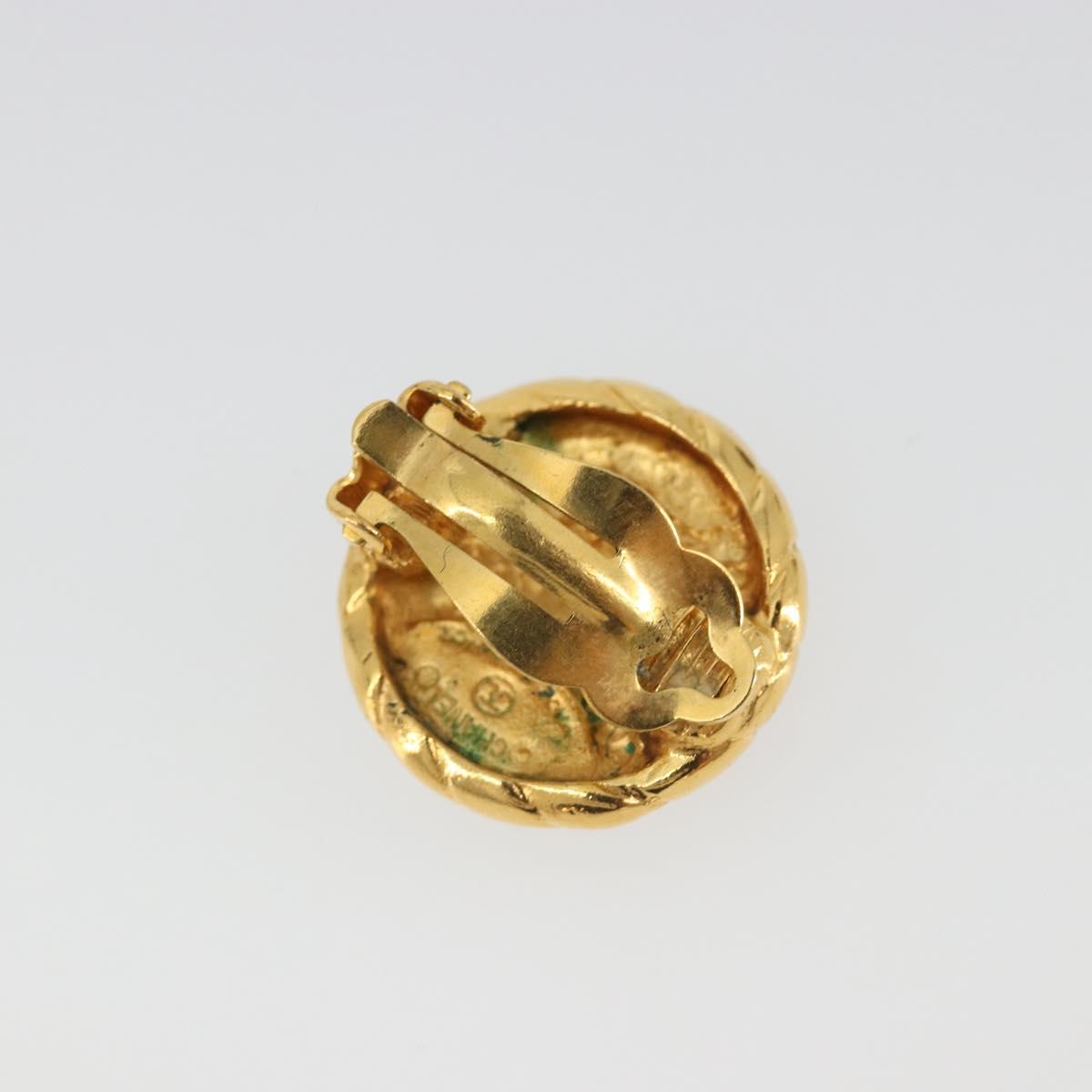 CHANEL COCO Mark Earring Metal Gold Tone CC Auth 188625M