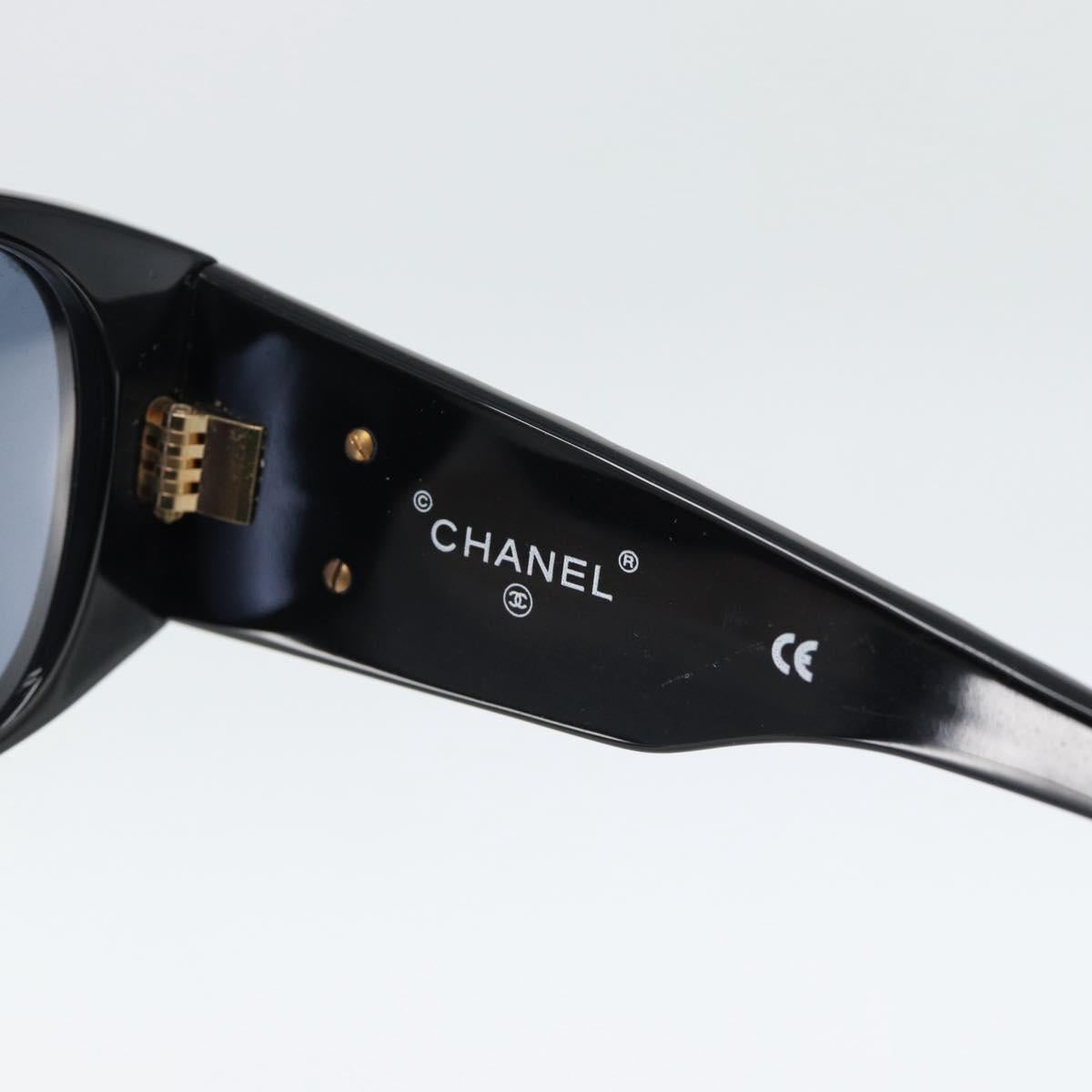 CHANEL COCO Mark Sunglasses plastic Black CC Auth 188635M