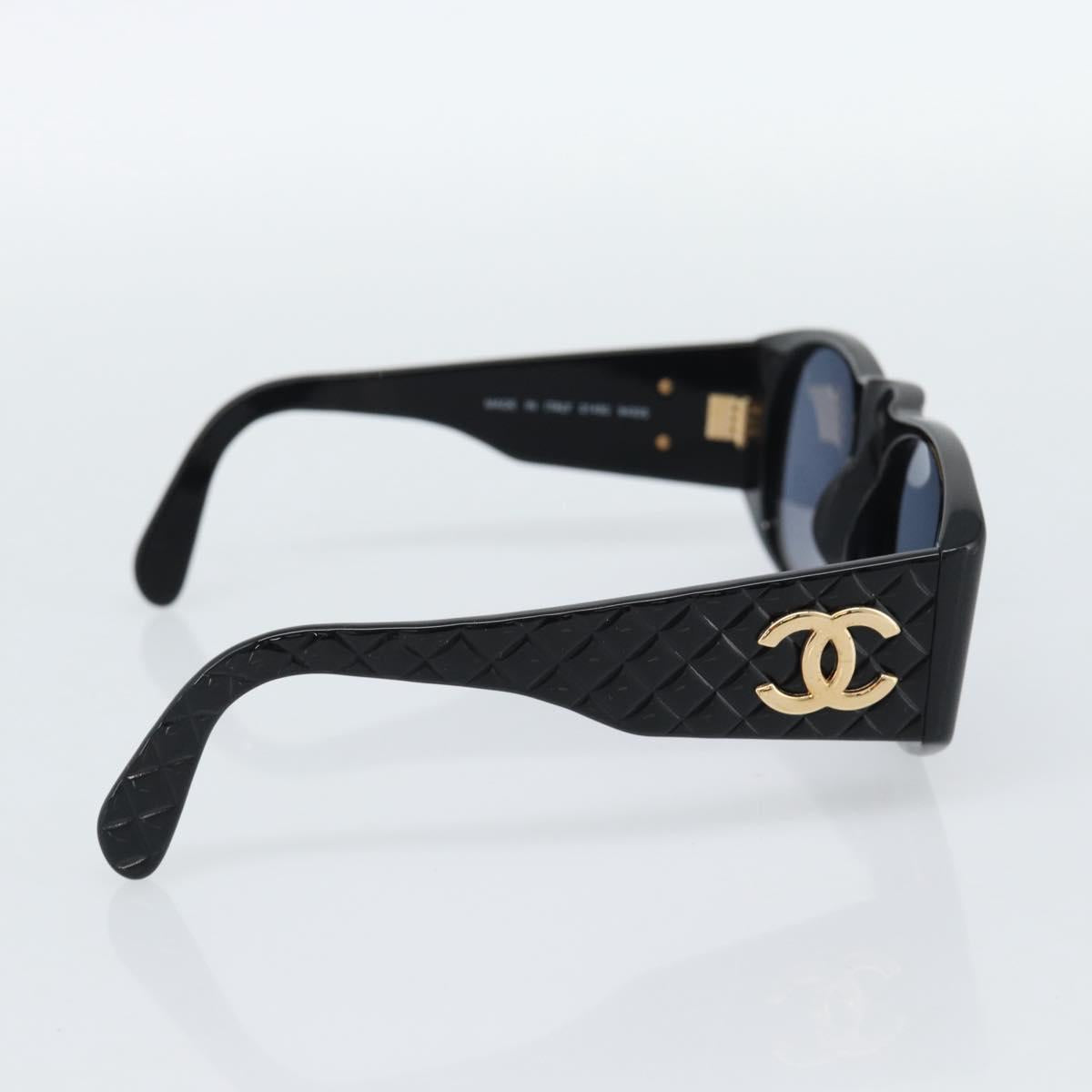 CHANEL COCO Mark Sunglasses plastic Black CC Auth 188635M