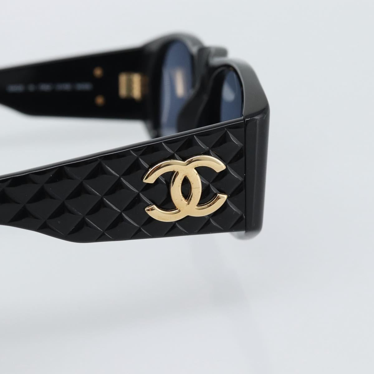 CHANEL COCO Mark Sunglasses plastic Black CC Auth 188635M