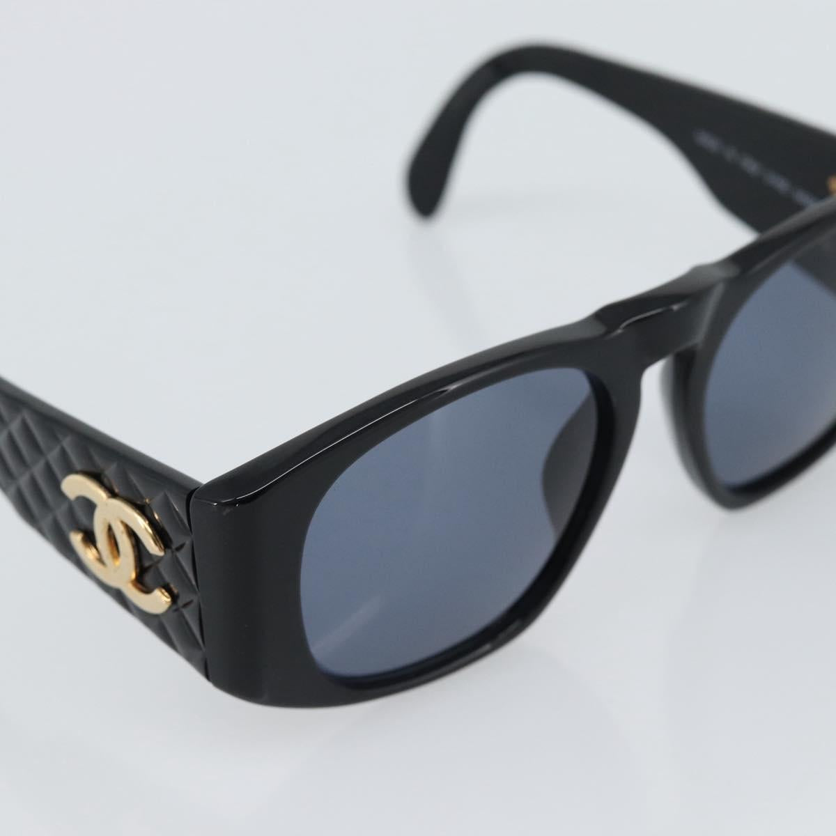 CHANEL COCO Mark Sunglasses plastic Black CC Auth 188635M