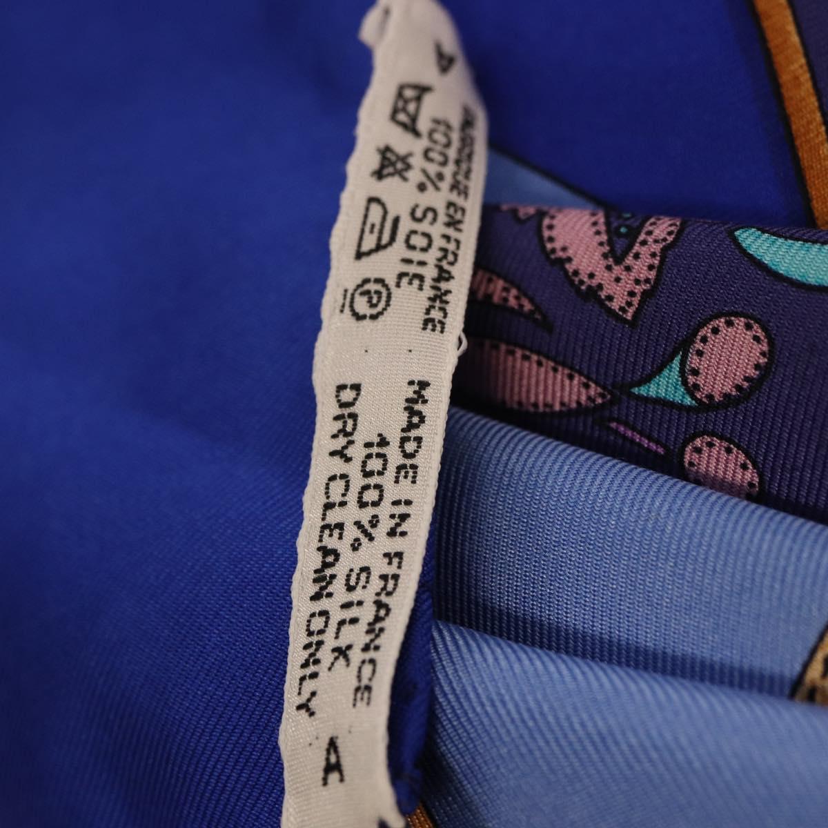 HERMES Carre 90 Scarf Silk ""H d ORIGNY"" Blue Auth 188636M