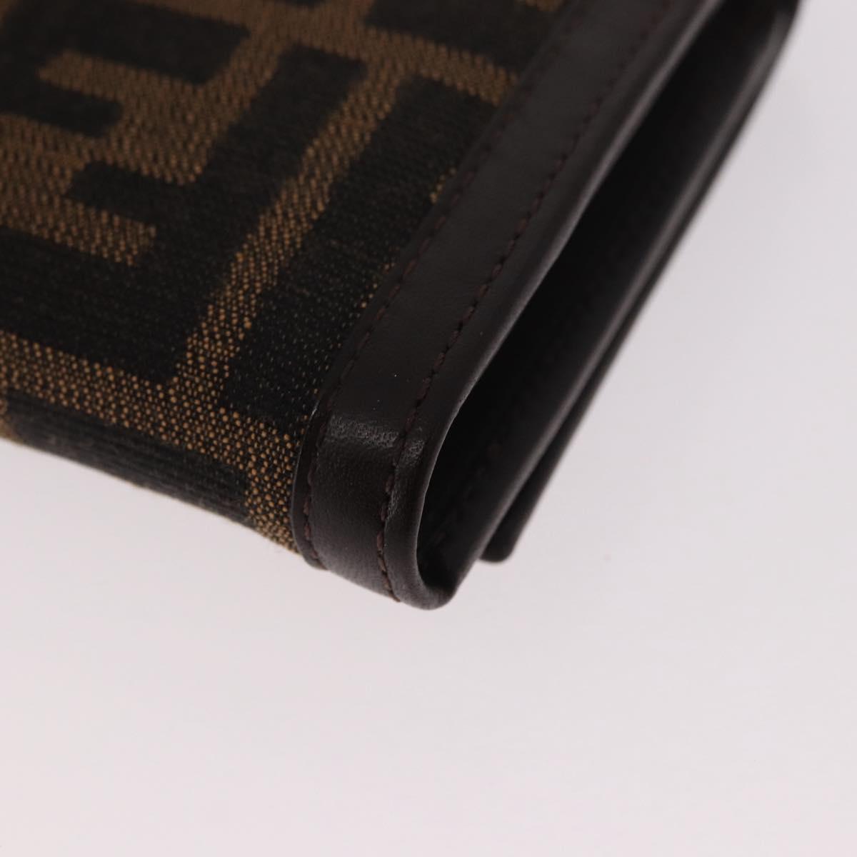 FENDI Zucca Canvas Long Wallet Black Brown Auth 188660A