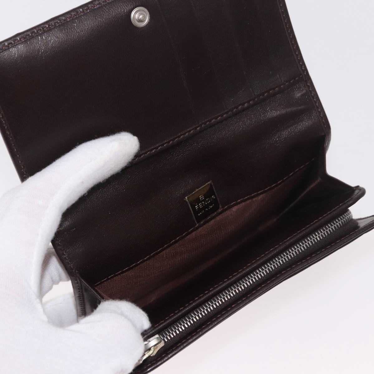 FENDI Zucca Canvas Long Wallet Black Brown Auth 188660A