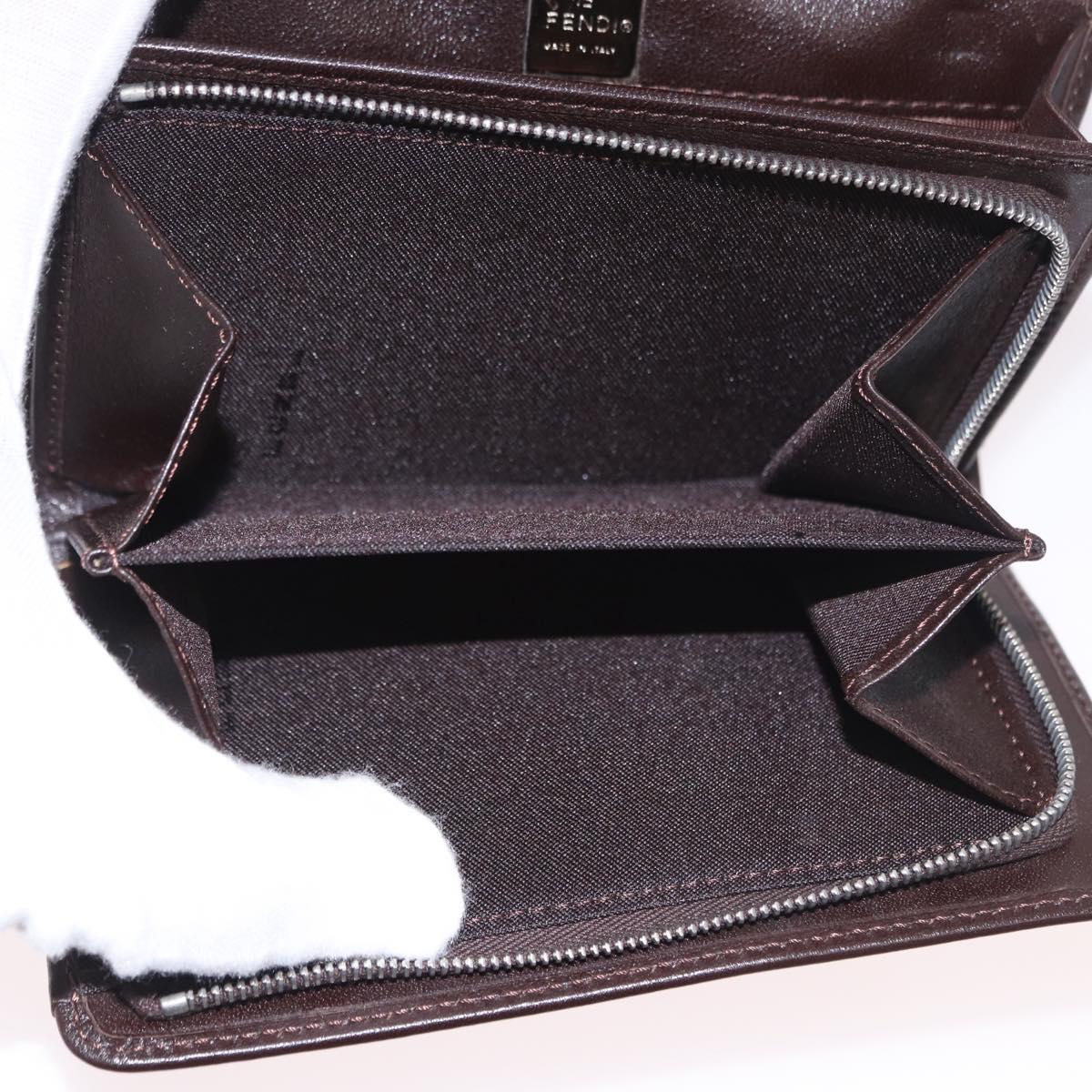 FENDI Zucca Canvas Long Wallet Black Brown Auth 188660A