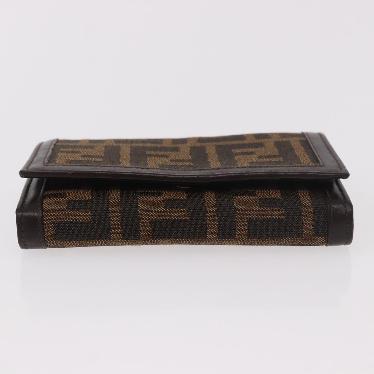 FENDI Zucca Canvas Long Wallet Black Brown Auth 188660A