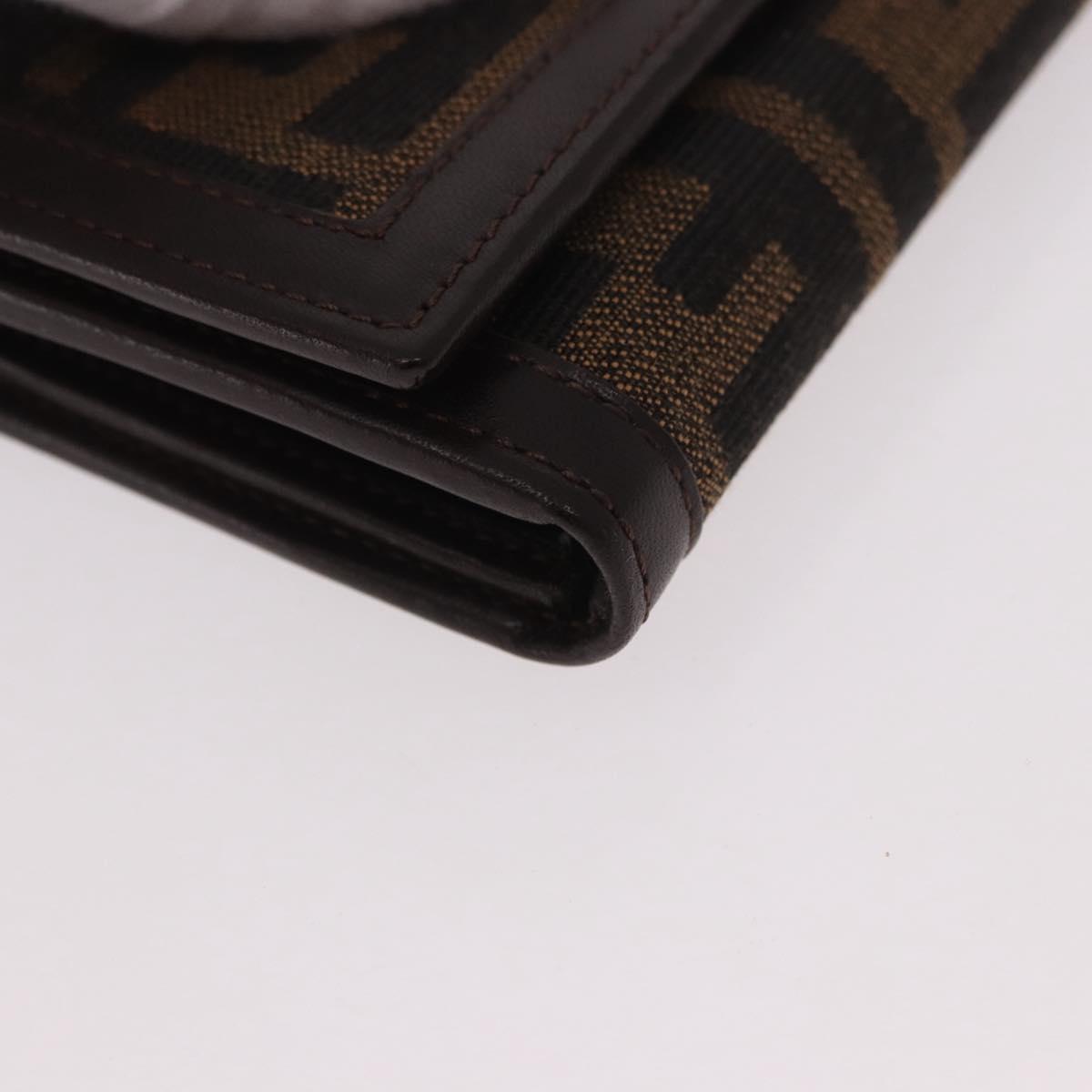 FENDI Zucca Canvas Long Wallet Black Brown Auth 188660A