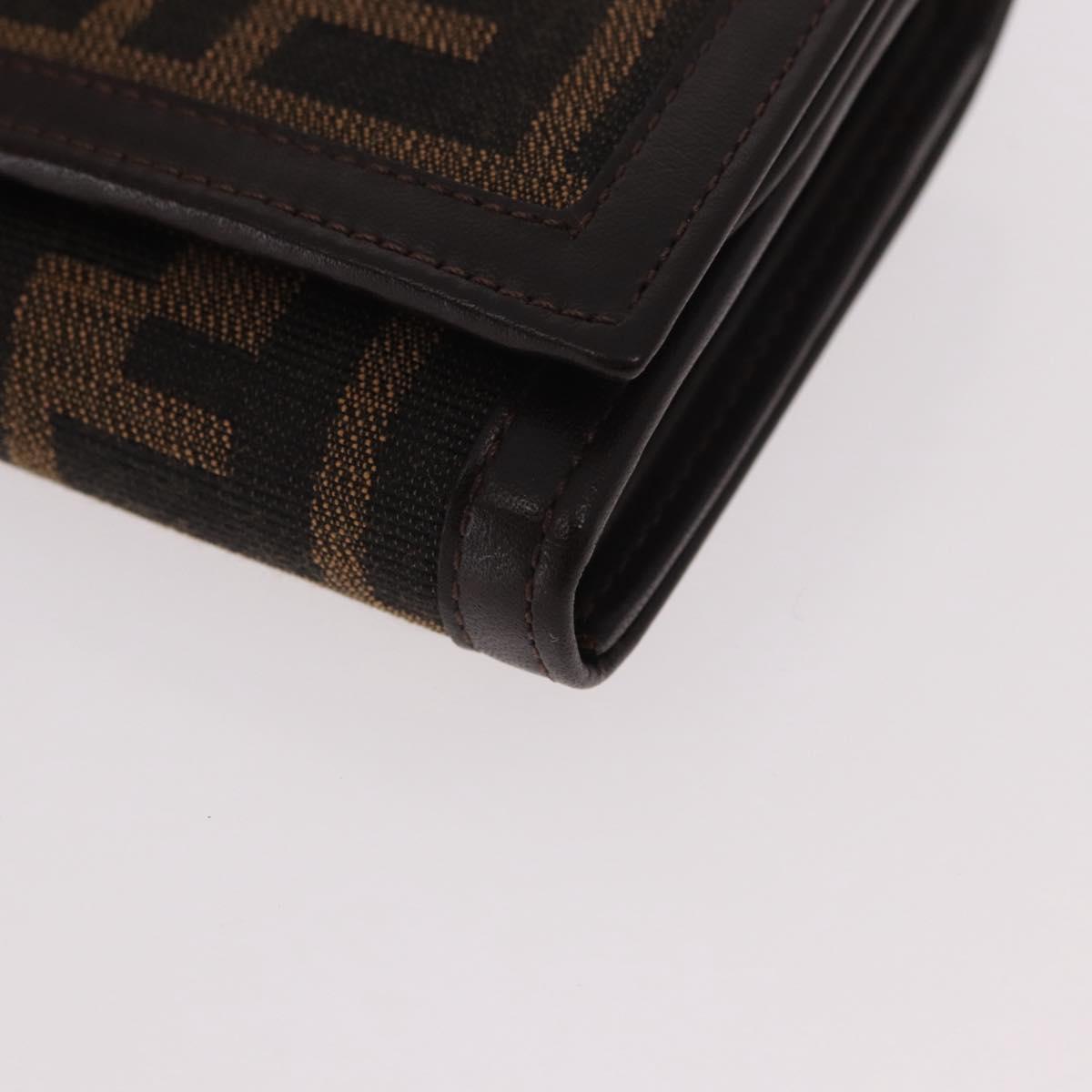 FENDI Zucca Canvas Long Wallet Black Brown Auth 188660A