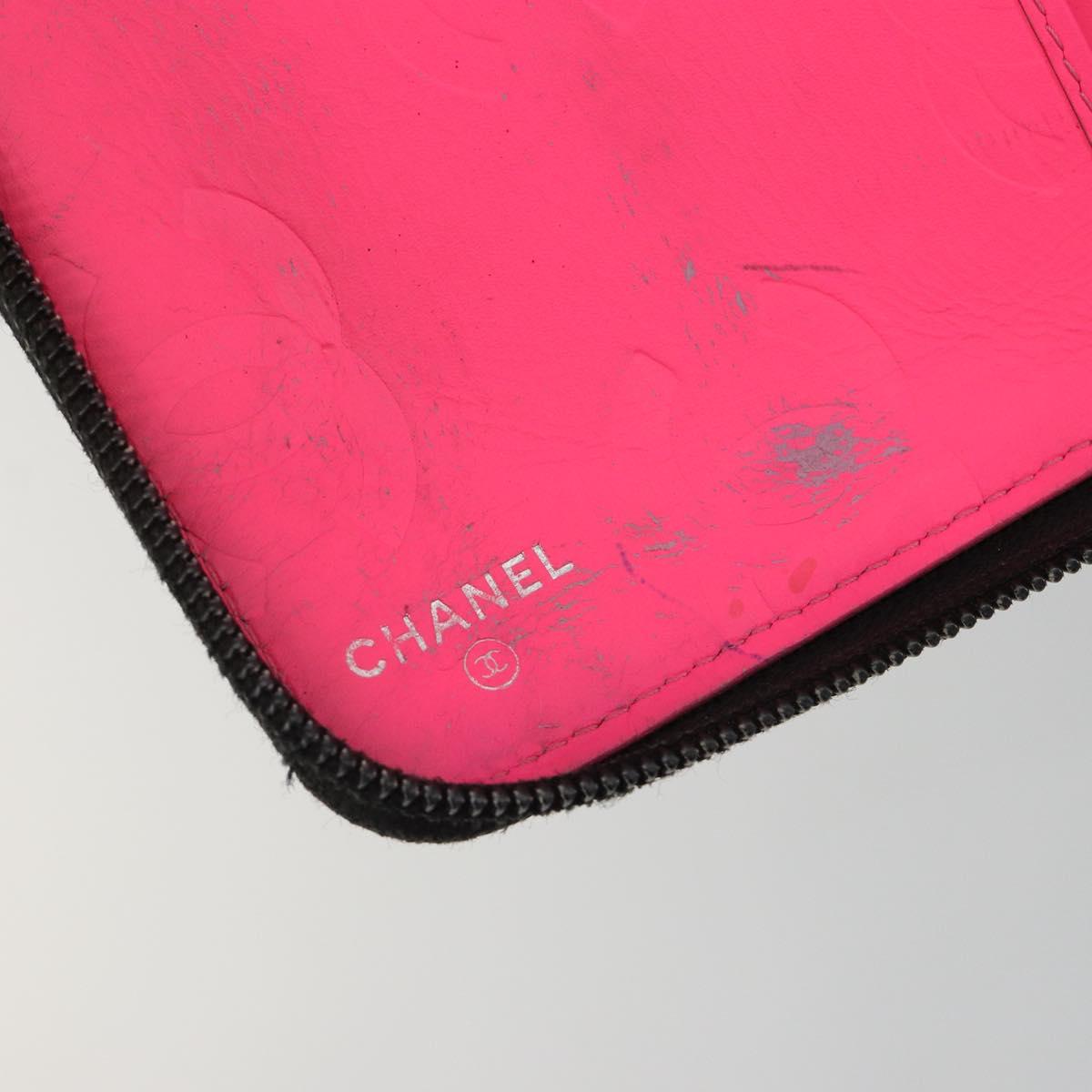 CHANEL Matelasse Cambon Line Long Wallet Leather Black Silver CC Auth 188663