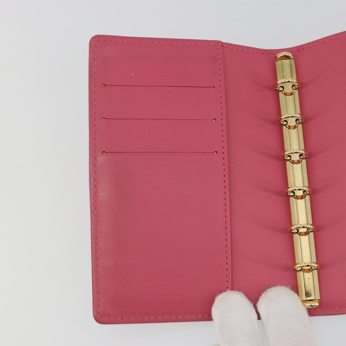 LOUIS VUITTON Monogram Vernis Agenda PM Planner Cover Pink R2101F Auth 188667A