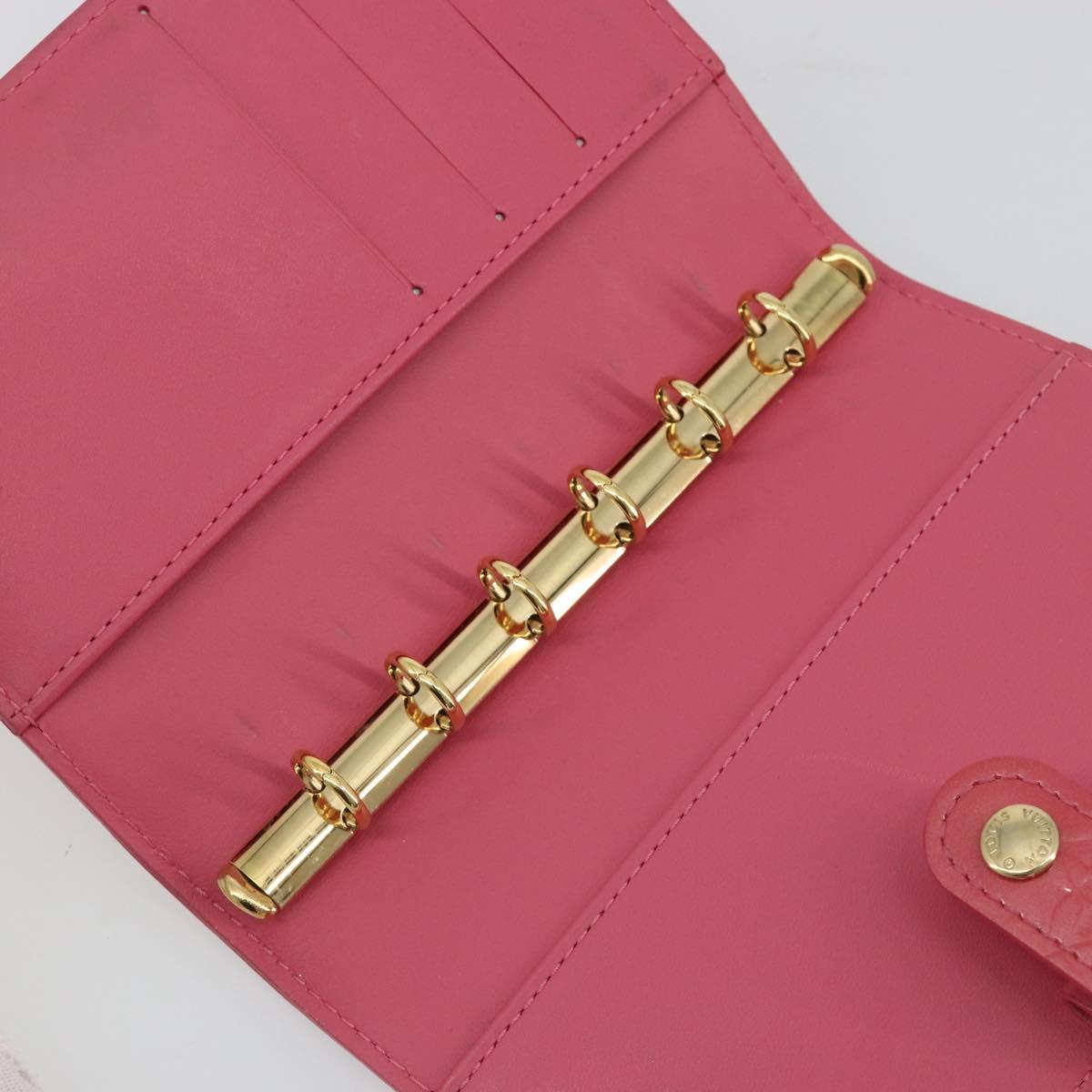 LOUIS VUITTON Monogram Vernis Agenda PM Planner Cover Pink R2101F Auth 188667A