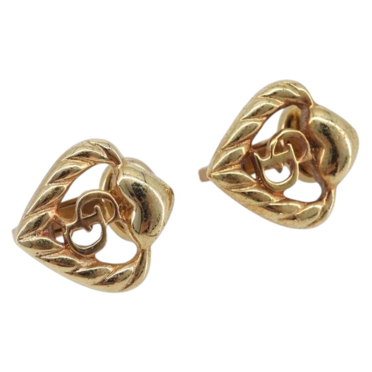 Christian Dior Earring Metal Gold Auth 188679