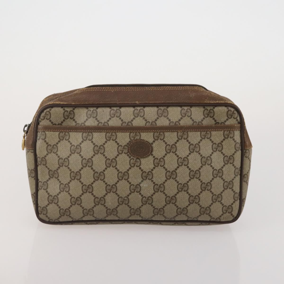 GUCCI GG Supreme GG Canvas Web Sherry Line Bag PVC 4 Set Beige Auth 188688
