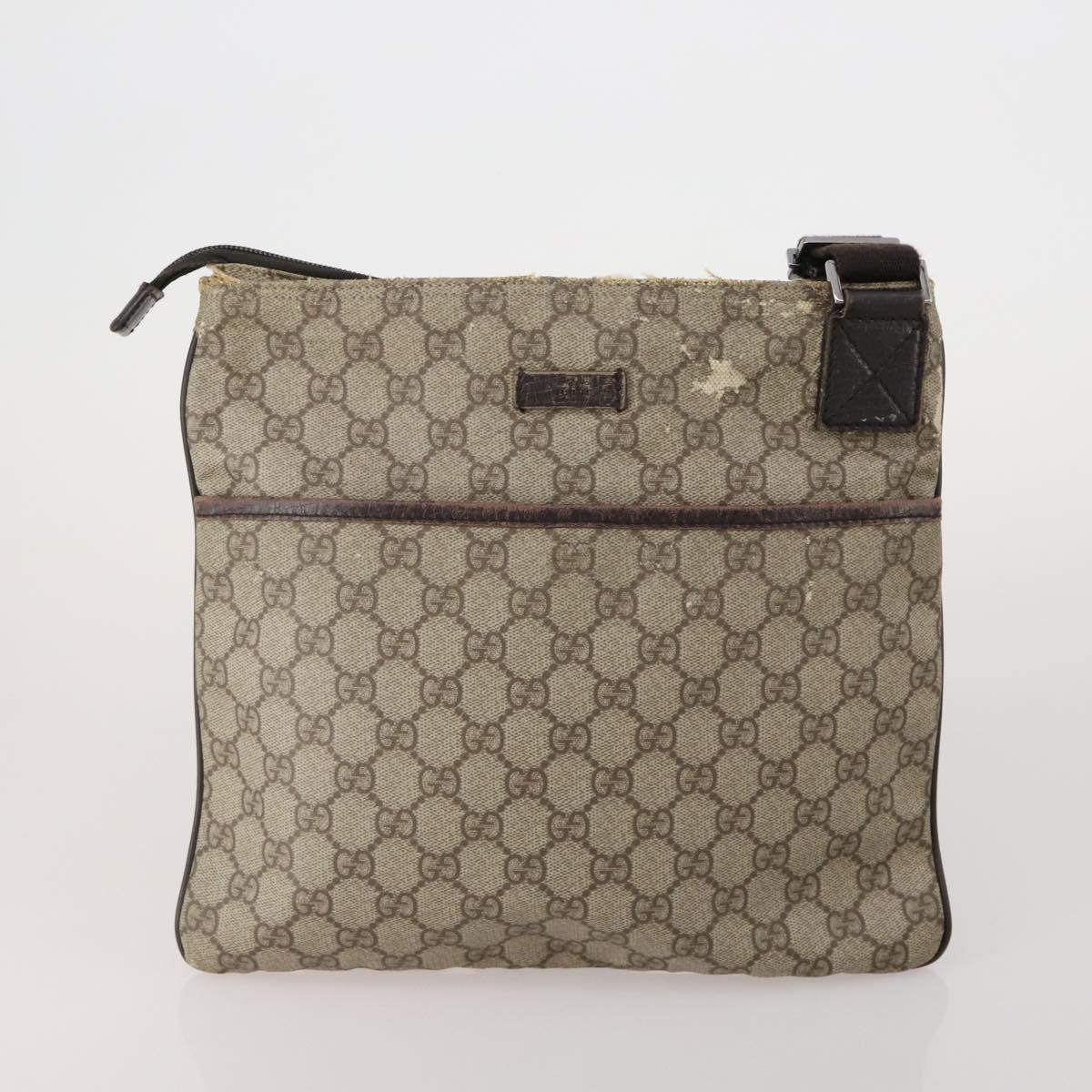GUCCI GG Supreme GG Canvas Web Sherry Line Bag PVC 4 Set Beige Auth 188688