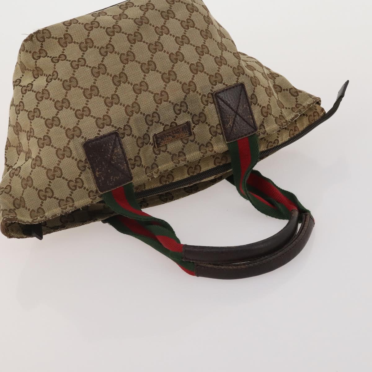 GUCCI GG Supreme GG Canvas Web Sherry Line Bag PVC 4 Set Beige Auth 188688