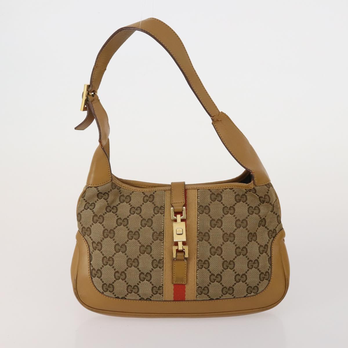 GUCCI GG Supreme GG Canvas Web Sherry Line Bag PVC 4 Set Beige Auth 188688