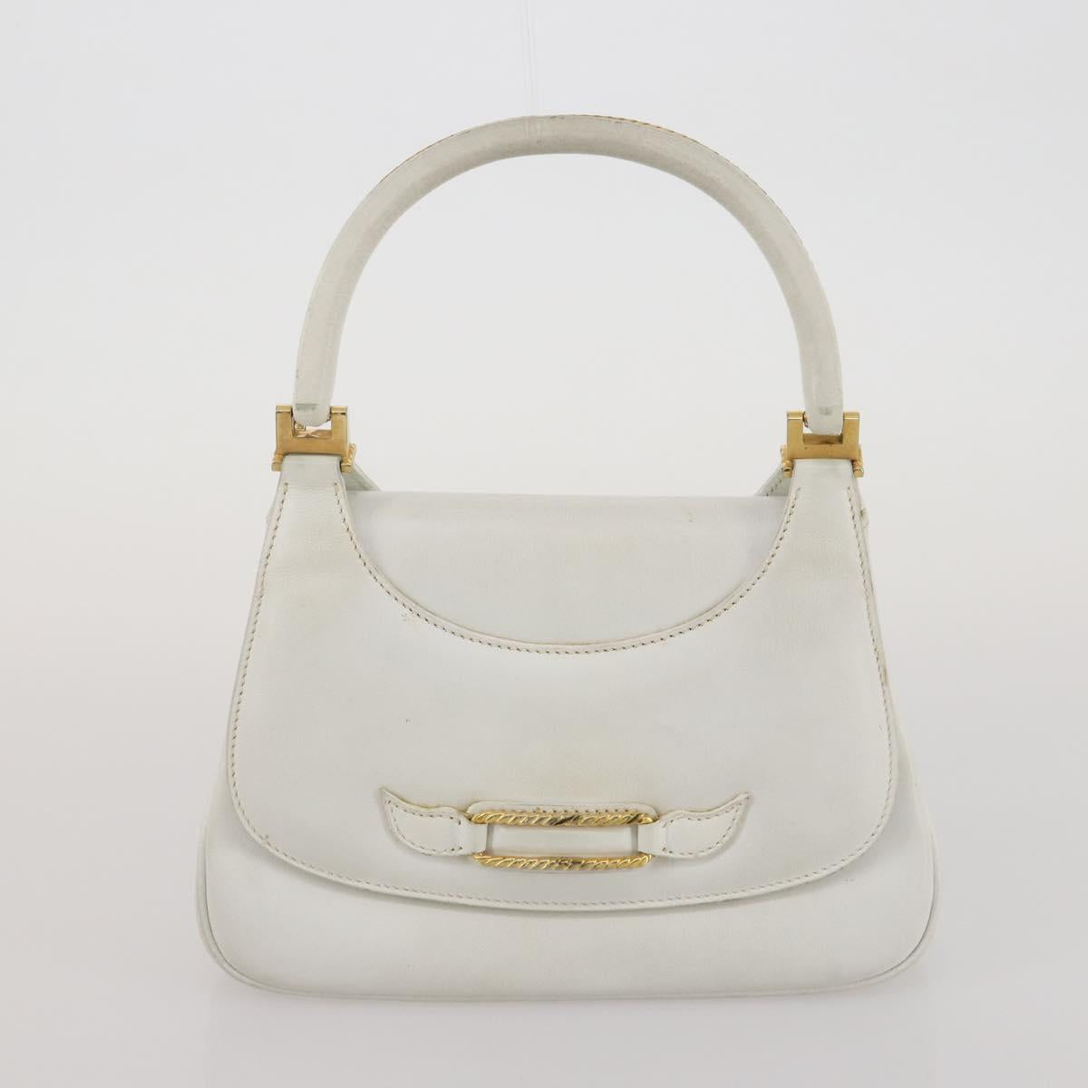 GUCCI Shoulder Bag Leather 4 Set Navy Beige white Auth 188689